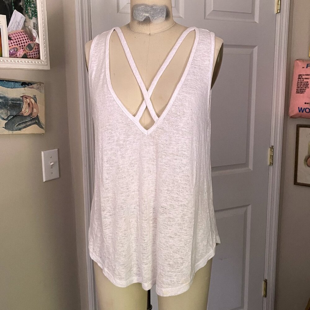 FOREVER 21 White Soft knit Low V-neck Harness Slouch Tank cami *SMALL*  B161